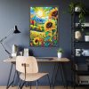 Colorful Autumn Sunflower Field Art Framed Poster