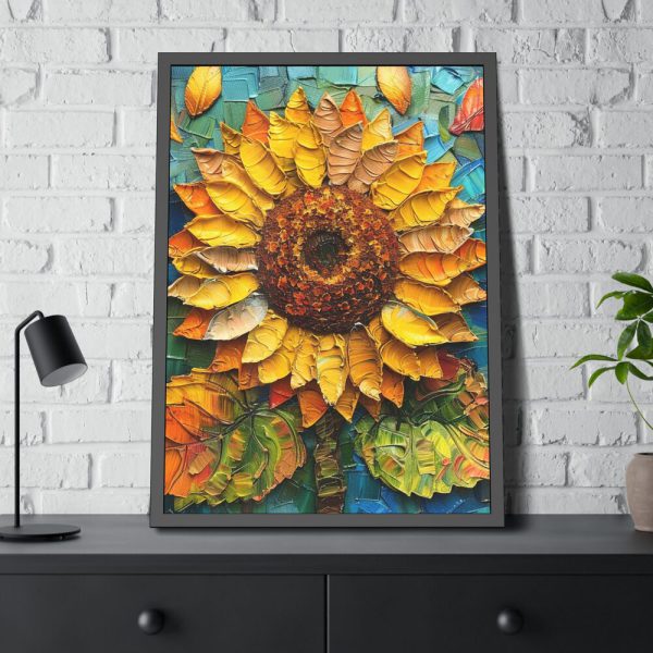 Mixed Media Sunflower Art Framed Poster