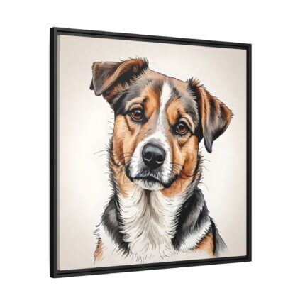 Dog Cartoon Sketch Framed Canvas
