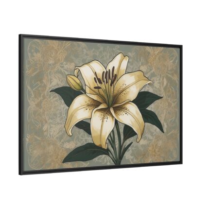 Vintage Flower Lily Framed Canvas