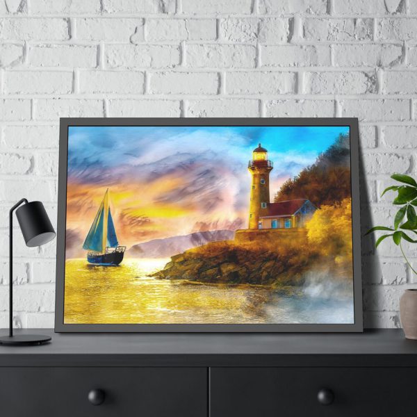 1658568065015773609_2048.jpeg Ship and Lighthouse Framed Poster