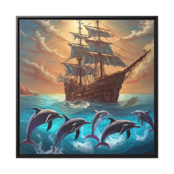 16642940975198022512_2048.jpeg Dolphins And Ship Art Print Framed Canvas