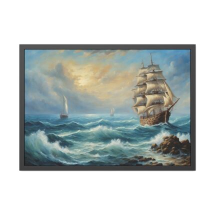 Vintage Sail Ship In The Ocean Framed Poster