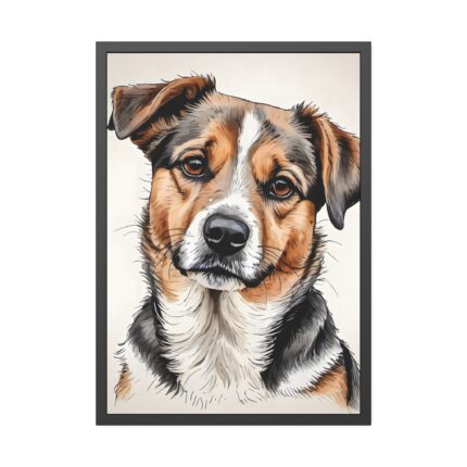 Dog Cartoon Sketch Framed Poster