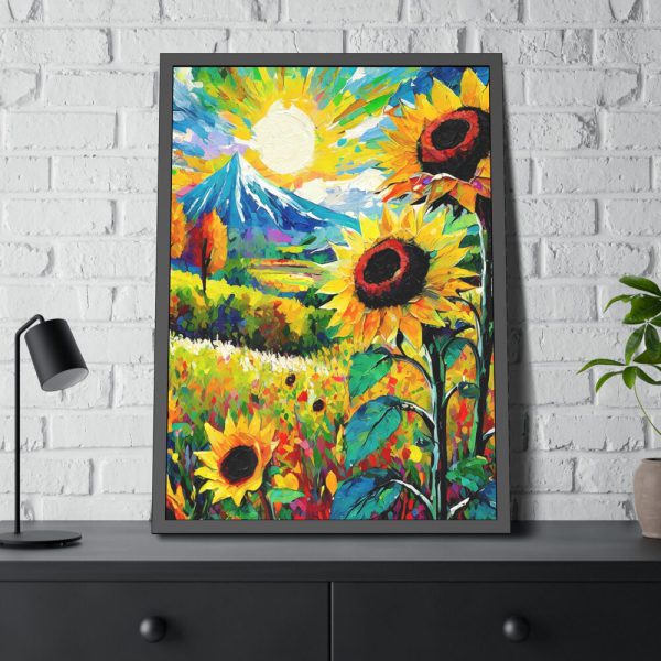 Colorful Autumn Sunflower Field Art Framed Poster