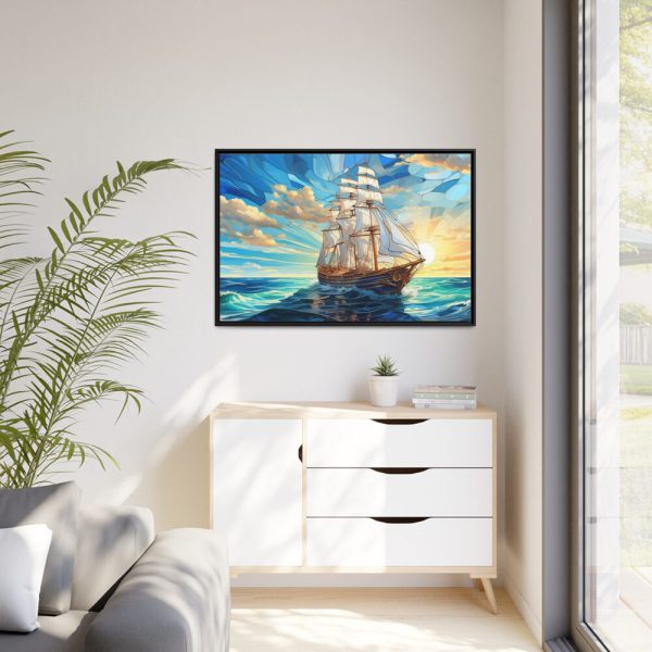 17966400523695595355_2048.jpeg Vintage Sail Ship Stained Glass Framed Canvas