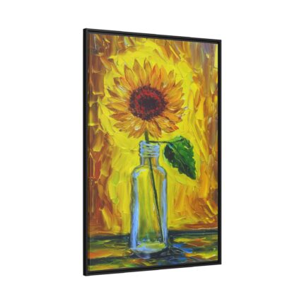 Sunflower Textured Digital Painting Framed Canvas