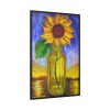Single Sunflower in a Bottle Framed Canvas