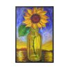 Single Sunflower in a Bottle Framed Canvas