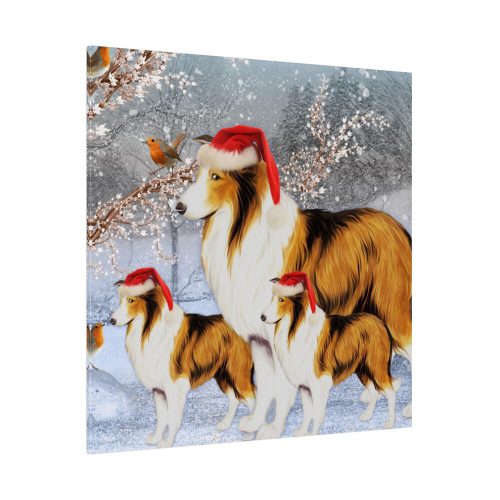Winter Collie Dog And Puppy Standard Canvas
