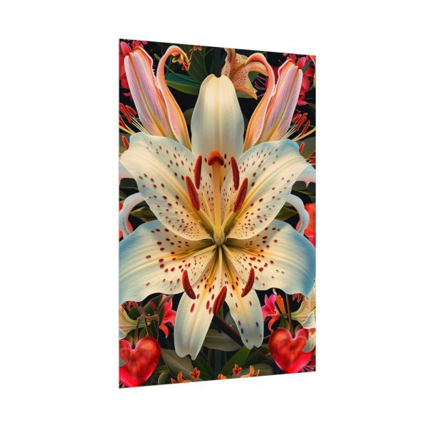 Vintage Lily And Hearts Art I Poster