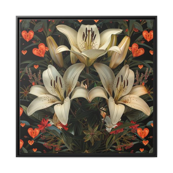 253031488904576067_2048.jpeg Vintage Lily And Hearts Art II Framed Canvas