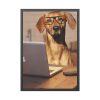 Dog Using Laptop Computer Framed Poster