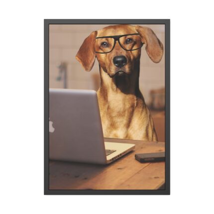 Dog Using Laptop Computer Framed Poster