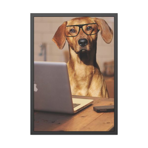 Dog Using Laptop Computer Framed Poster