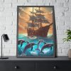 3008645634312517141_2048.jpeg Dolphins And Ship Art Print Framed Poster