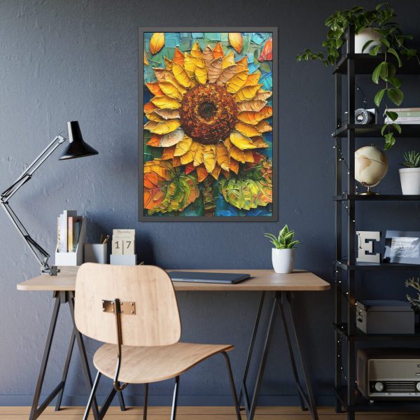 Mixed Media Sunflower Art Framed Poster