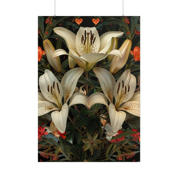 Vintage Lily And Hearts Art II Poster