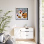 Winter Collie Dog And Puppy Framed Canvas - Image 7
