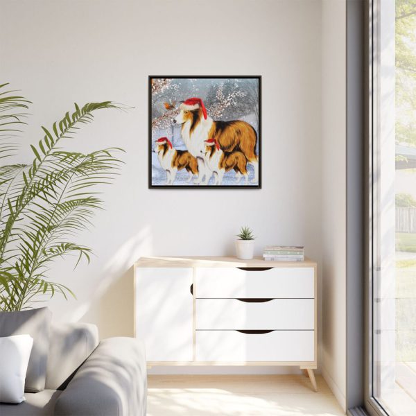 3490104014685806215_2048.jpeg Winter Collie Dog And Puppy Framed Canvas
