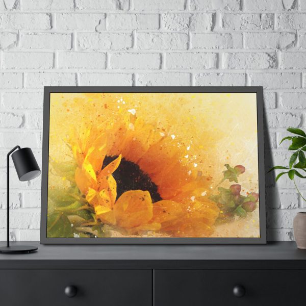 3545297258712534518_2048.jpeg Sunflower Watercolor And Splatter Framed Poster