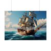 Antique Sail Ship In Ocean Poster