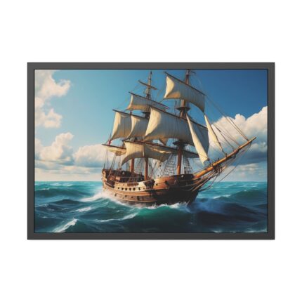 Antique Sail Ship In Ocean Framed Poster