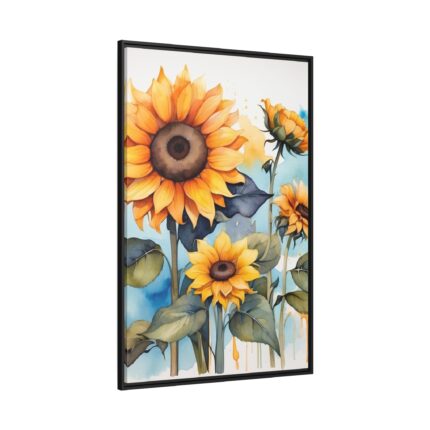 Watercolor Sunflower Art Print Framed Canvas