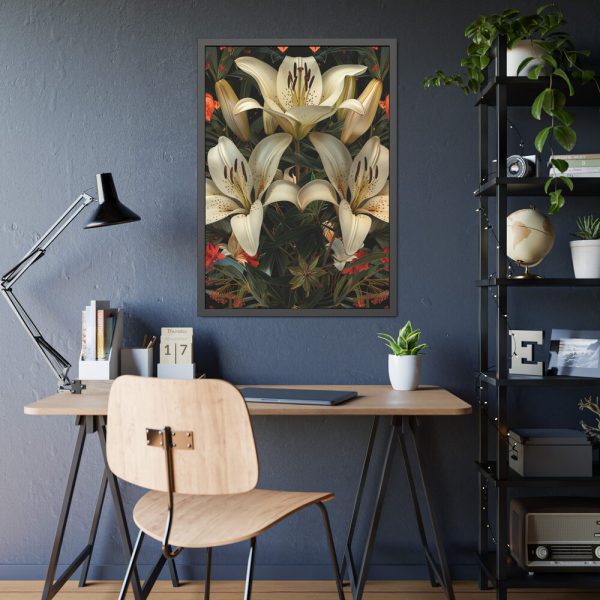 Vintage Lily And Hearts Art II Framed Poster