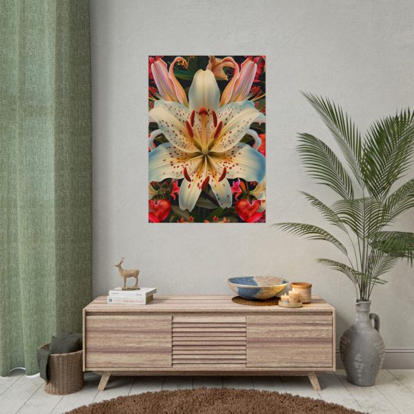 Vintage Lily And Hearts Art I Poster