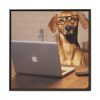 Dog Using Laptop Computer Framed Canvas