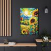 Colorful Autumn Sunflower Field Art Framed Canvas
