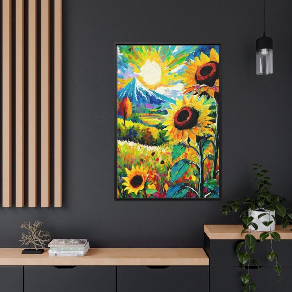 Colorful Autumn Sunflower Field Art Framed Canvas