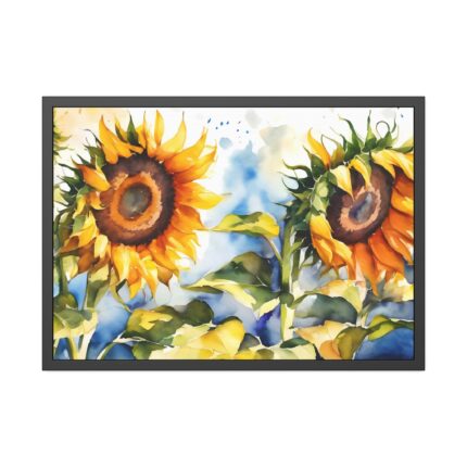 Sunflower Floral Watercolor Art Framed Poster