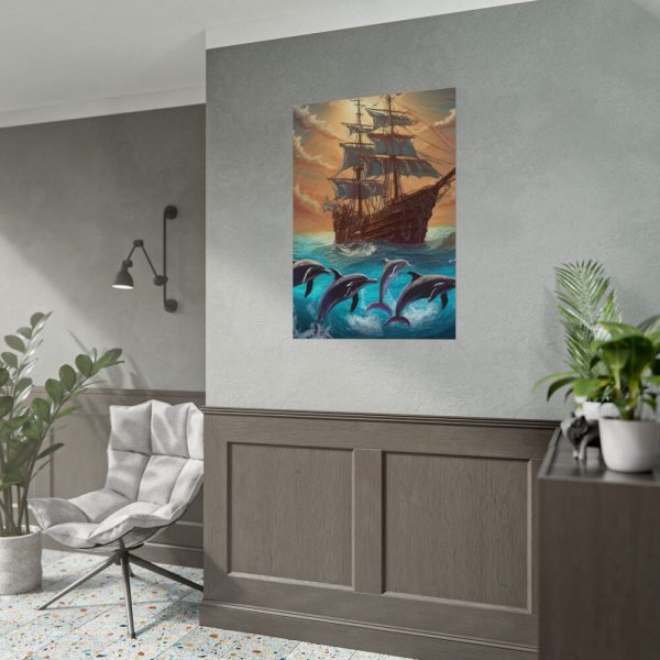 5611999905427788300_2048.jpeg Dolphins And Ship Art Print Poster