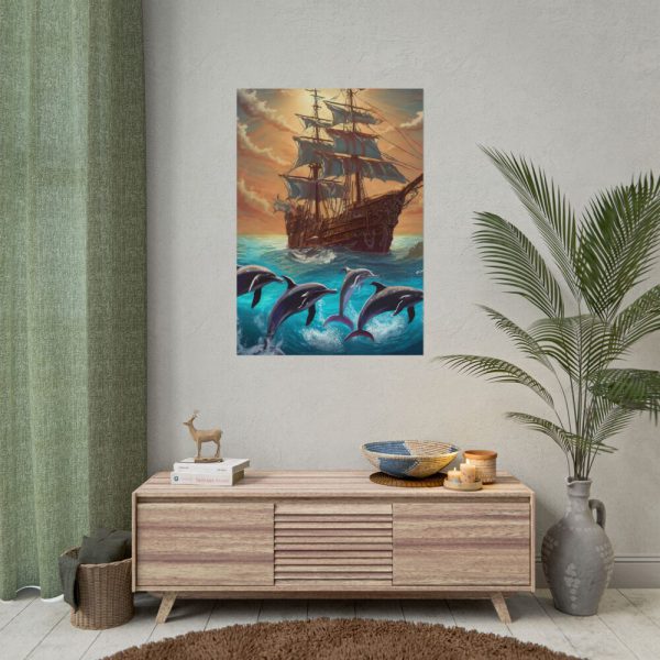 568827356807502175_2048.jpeg Dolphins And Ship Art Print Poster