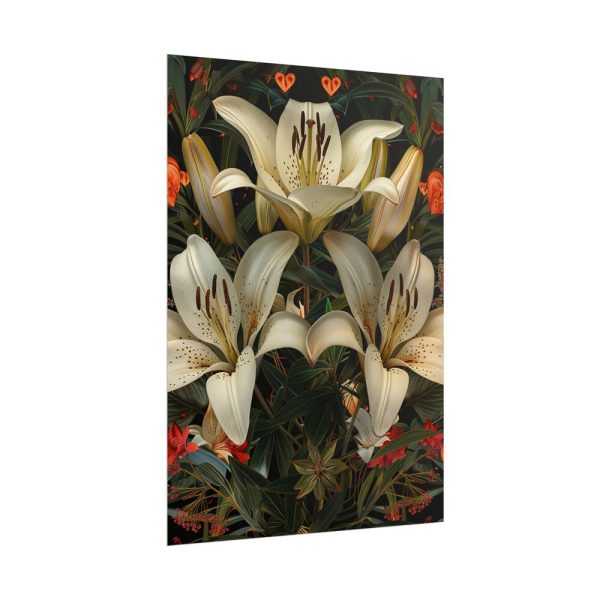Vintage Lily And Hearts Art II Poster