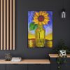 Single Sunflower in a Bottle Framed Canvas