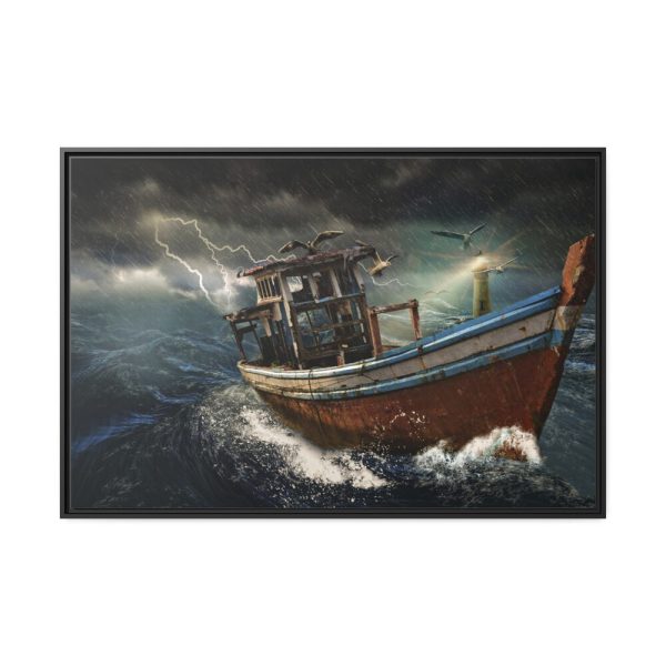 6179594843984090418_2048.jpeg Old Boat In Storm Framed Canvas