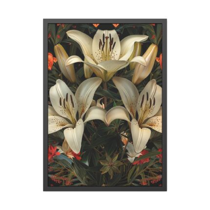 Vintage Lily And Hearts Art II Framed Poster