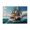 Antique Sail Ship In Ocean Poster