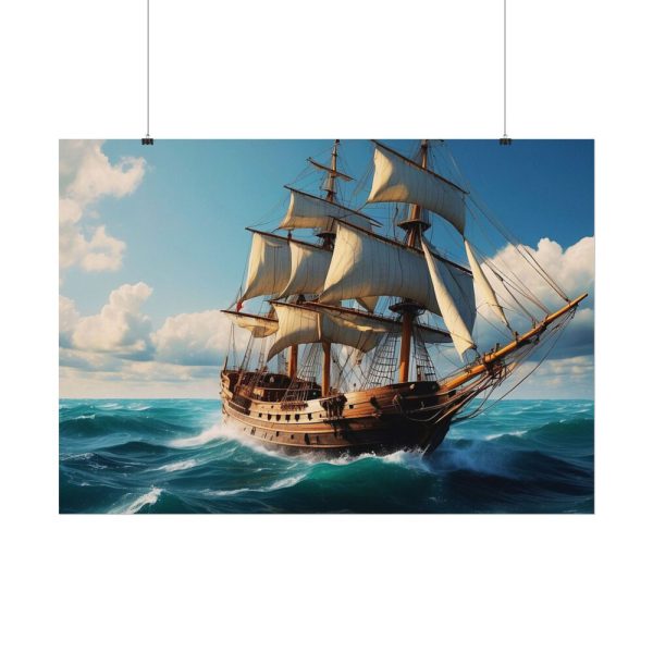 Antique Sail Ship In Ocean Poster