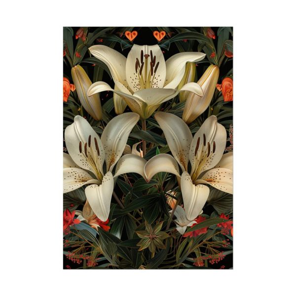 Vintage Lily And Hearts Art II Poster