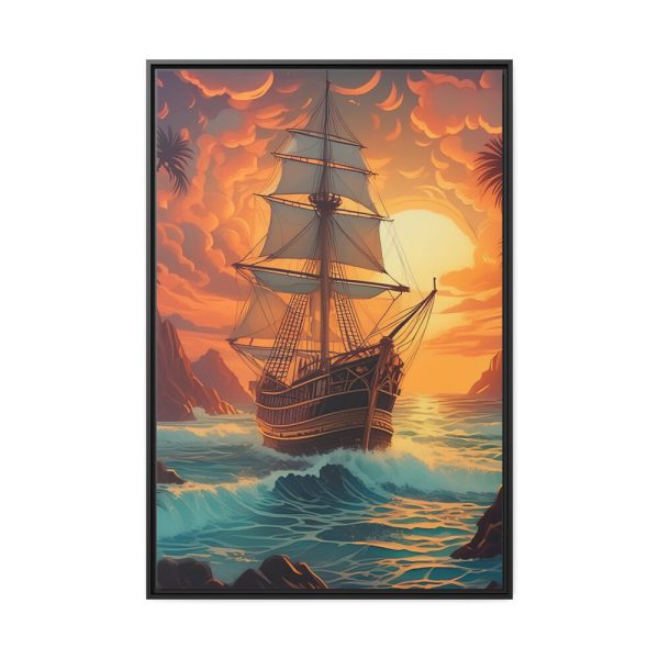 6629763128137023046_2048.jpeg Vintage Pirate Ship At Sea Art Framed Canvas
