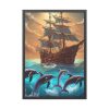 6774099290196308719_2048-1.jpeg Dolphins And Ship Art Print Framed Poster