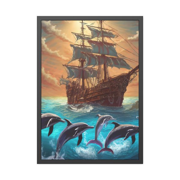 6774099290196308719_2048-1.jpeg Dolphins And Ship Art Print Framed Poster