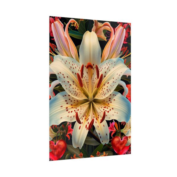 Vintage Lily And Hearts Art I Poster