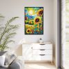 Colorful Autumn Sunflower Field Art Framed Canvas