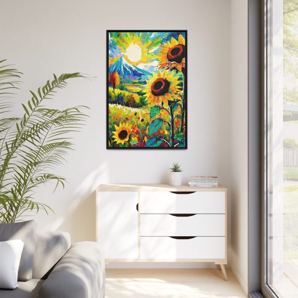 Colorful Autumn Sunflower Field Art Framed Canvas
