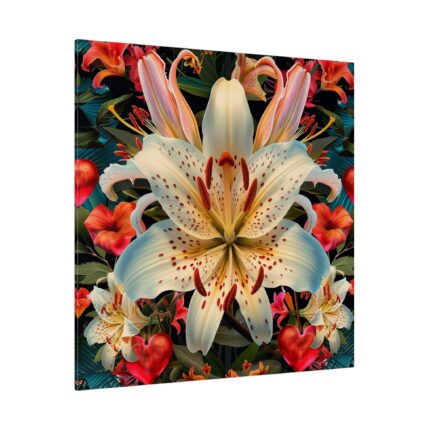 Vintage Lily And Hearts Art I Standard Canvas